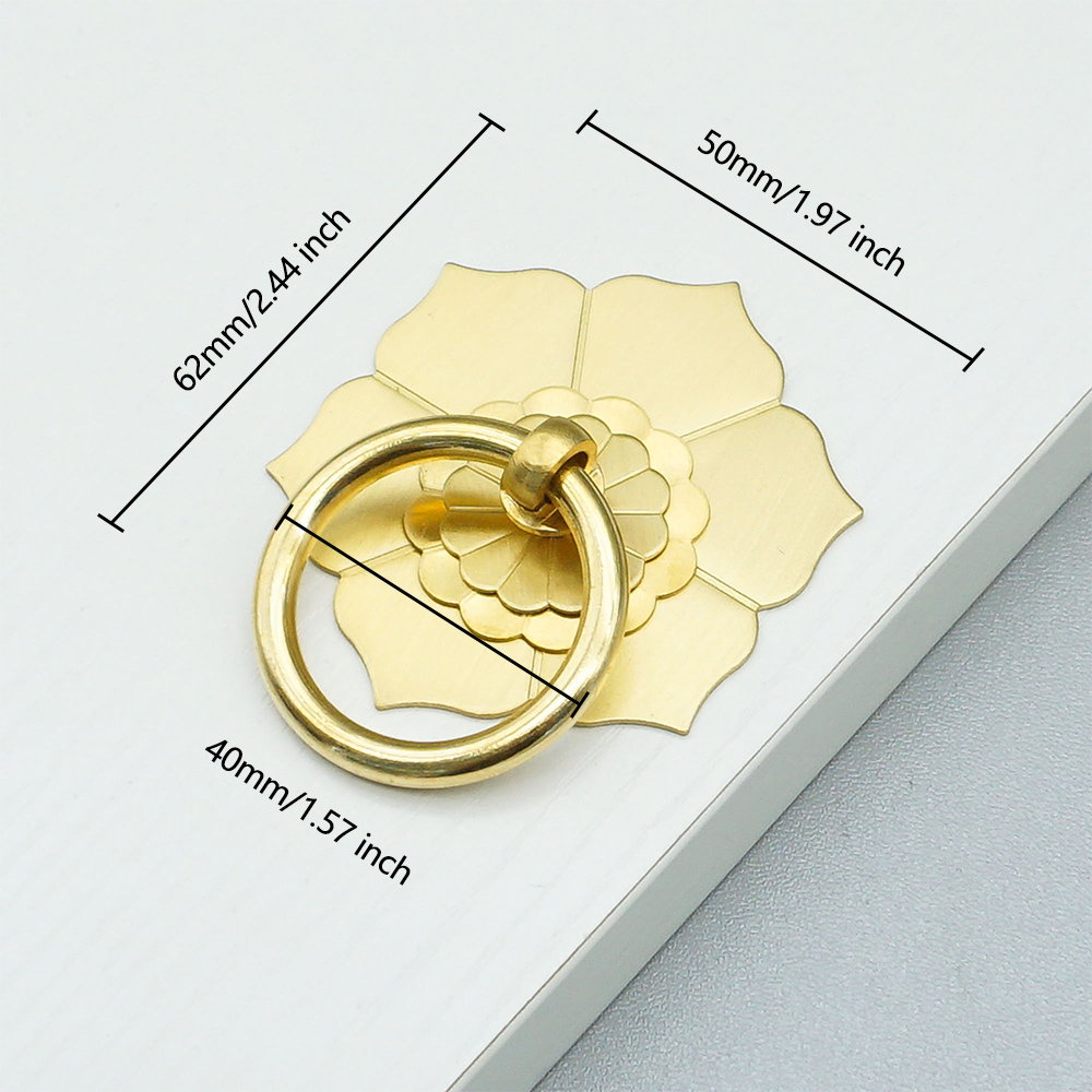 Furniture Hardware Drop Pulls - Bloemen Messing Kastdeurknoppen Drop Ring Hanger