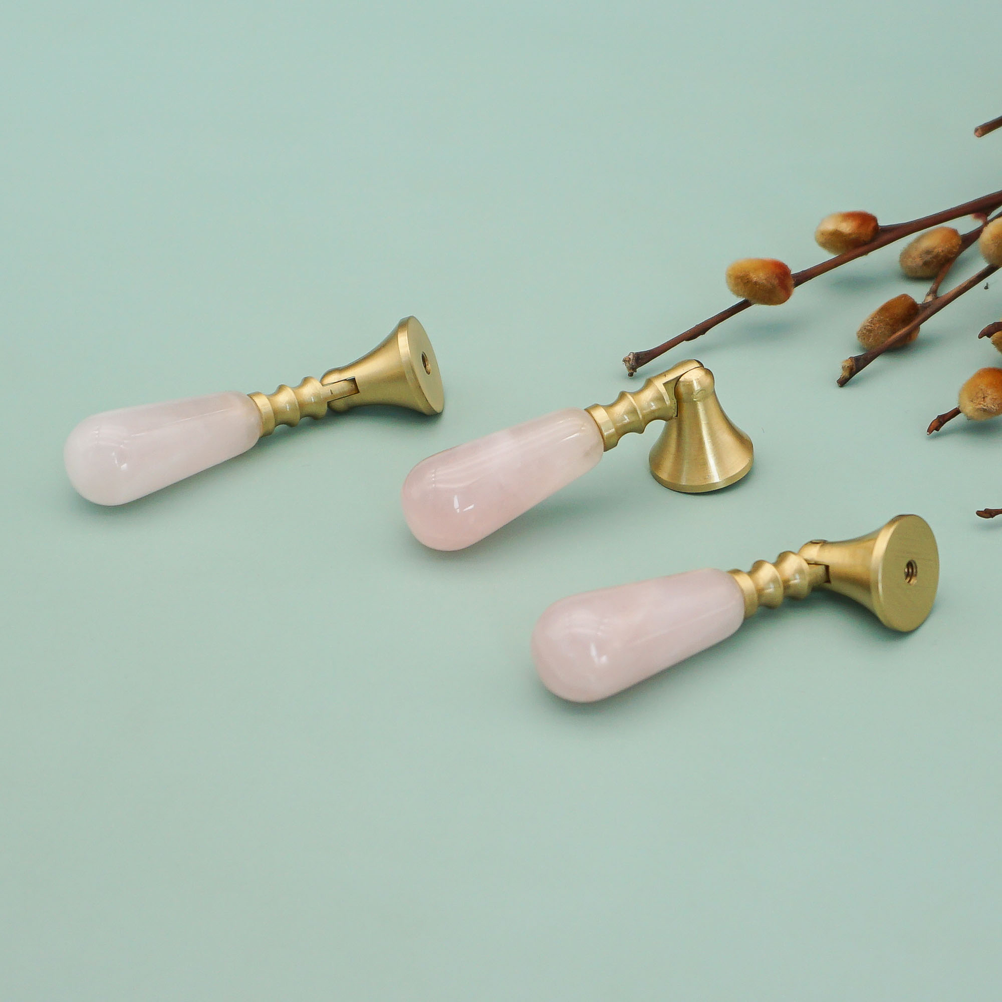 Roze kristal + messing deurkno - Furniture Hardware Drop Pulls recensie en prijs